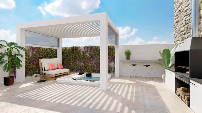 pergola blanche sur terrasse